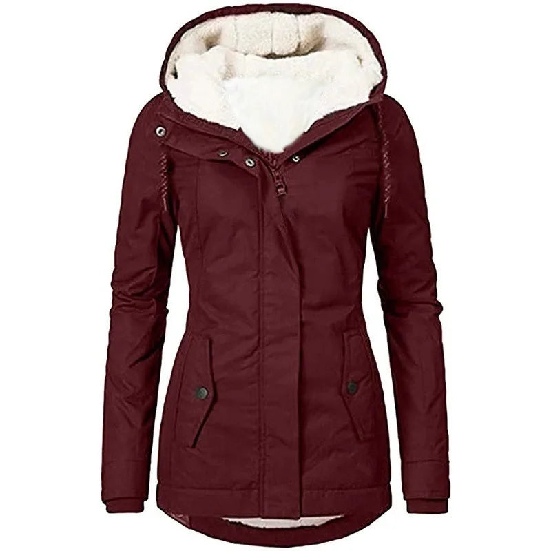2025 Otoño e Invierno nueva chaqueta de mujer Color sólido chaqueta de lana mediana y larga para ir al trabajo Mujer