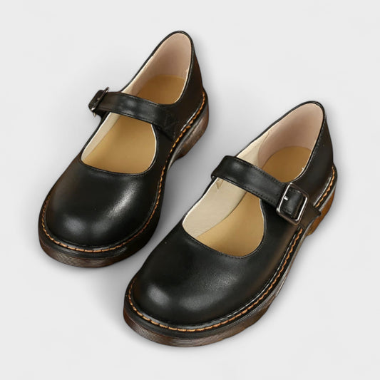 CLAIRE | ZAPATOS MERCEDITAS CON PESPUNTES Y HEBILLA