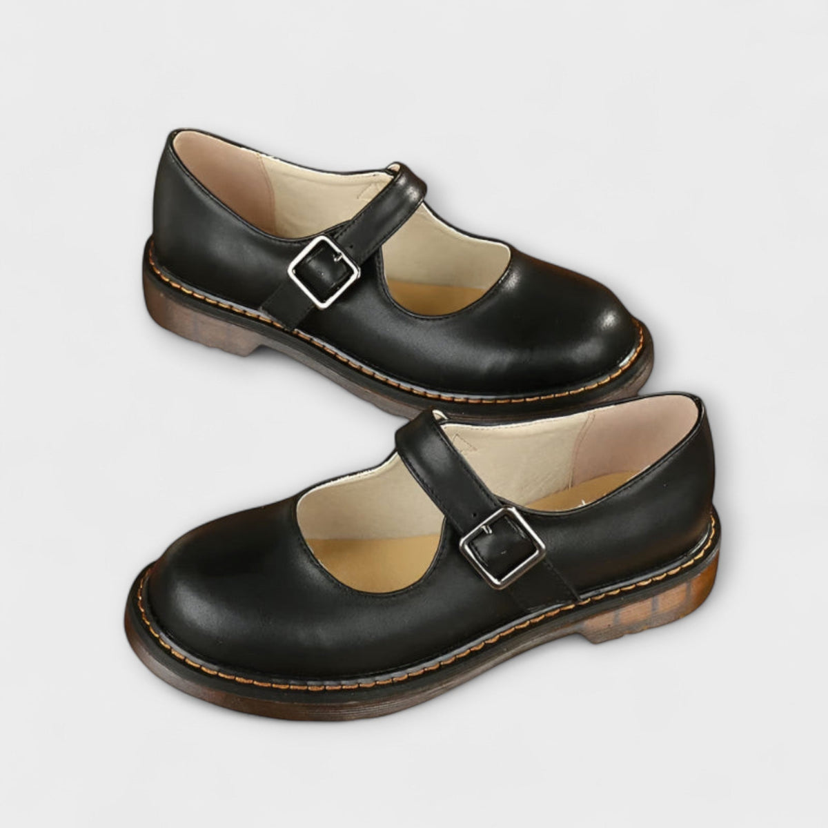 CLAIRE | ZAPATOS MERCEDITAS CON PESPUNTES Y HEBILLA