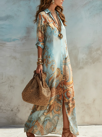 LAURA | VESTIDO CAMISERO MEDITERRÁNEO
