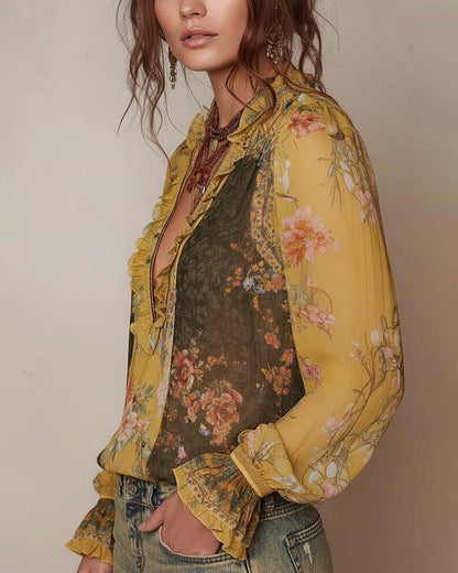 MEDIA CREMALLERA ESTAMPADO FLORAL BLUSA