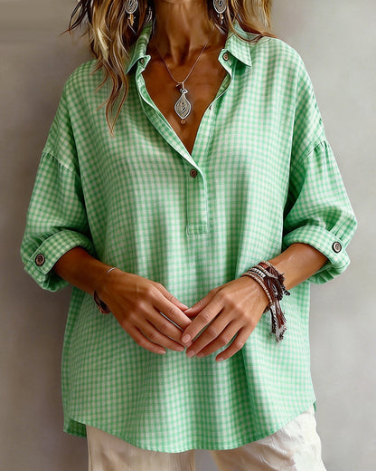 BLUSA CON CUADROS CON LA MODERNO SOLAPA