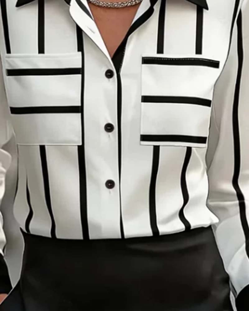 CAMISA A RAYAS BOLSILLO SATÉN CASUAL