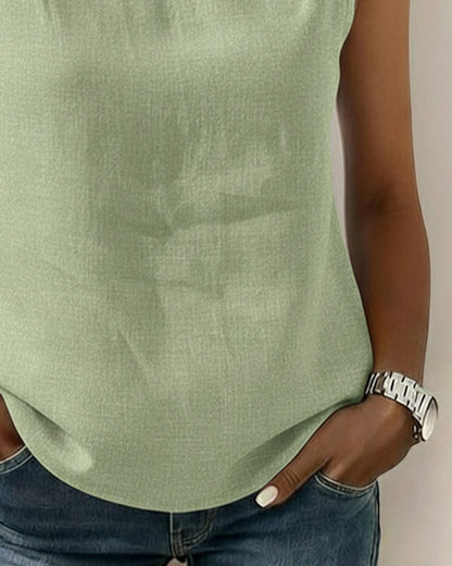 BLUSA SIN CUELLO SIN MANGAS ELEGANTE