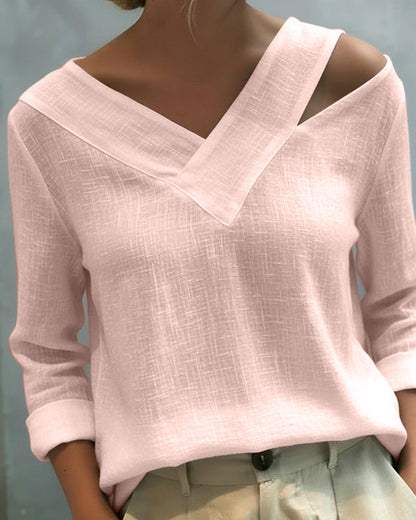 TOP ELEGANTE CUELLO DE V ESCOTE TIRANTE CAÍDO