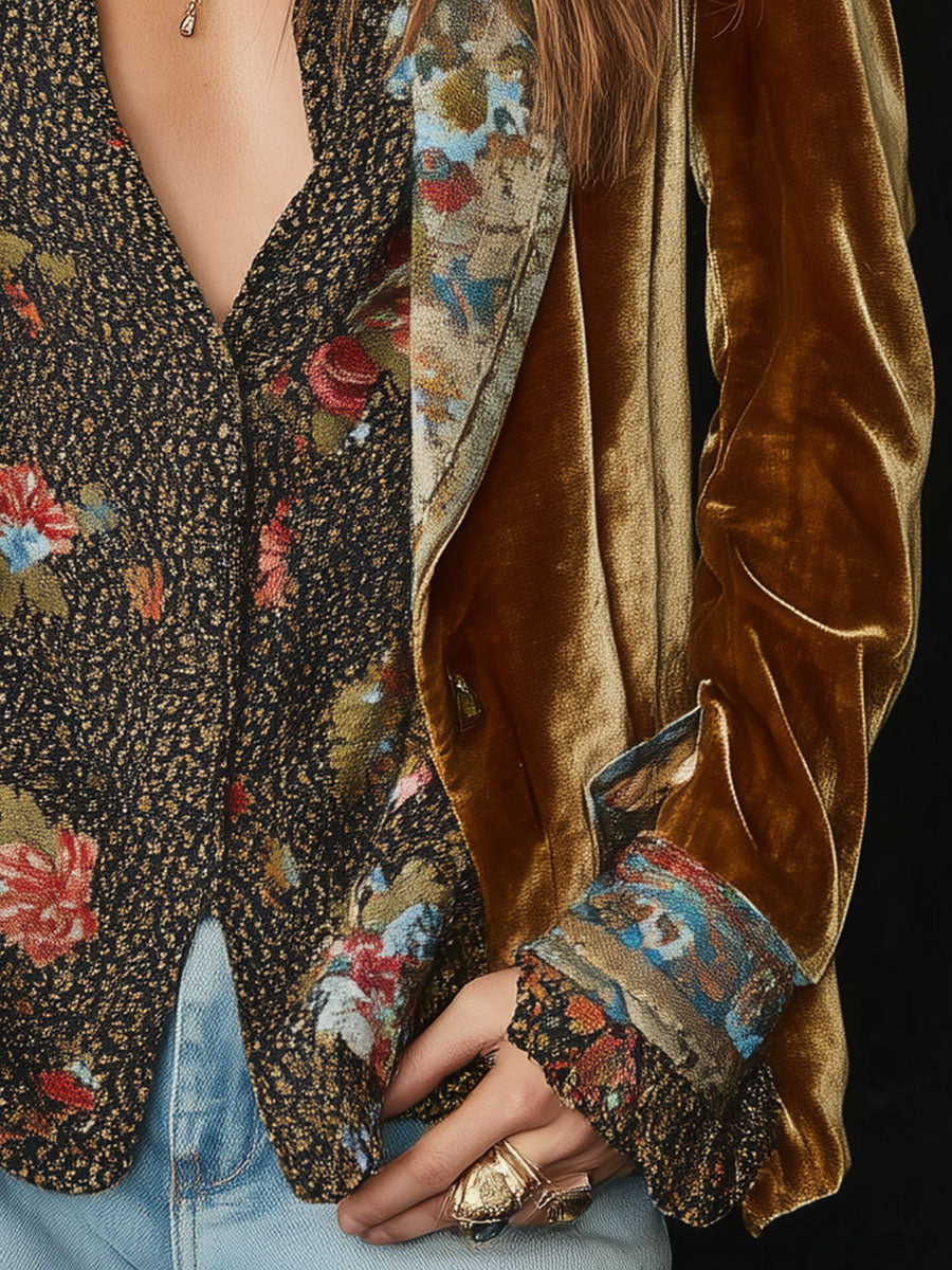 MARCELLINE | BLAZER VINTAGE DE PATCHWORK CON ESTAMPADO FLORAL