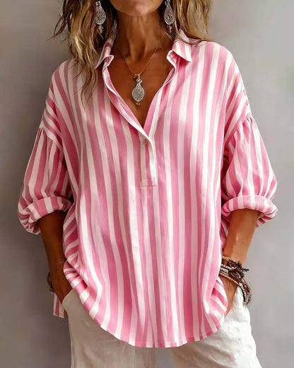 BLUSA A RAYAS HOLGADO CON CUELLO