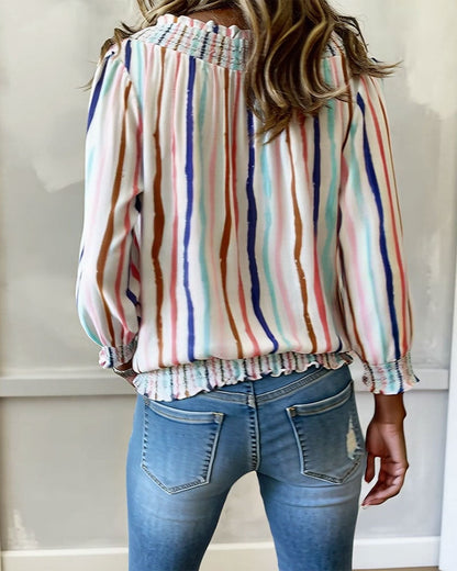 BLUSA BLOQUES DE COLOR RAYAS CORDÓN