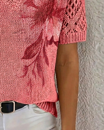 JERSEY CUELLO DE V DE PUNTO FLORAL
