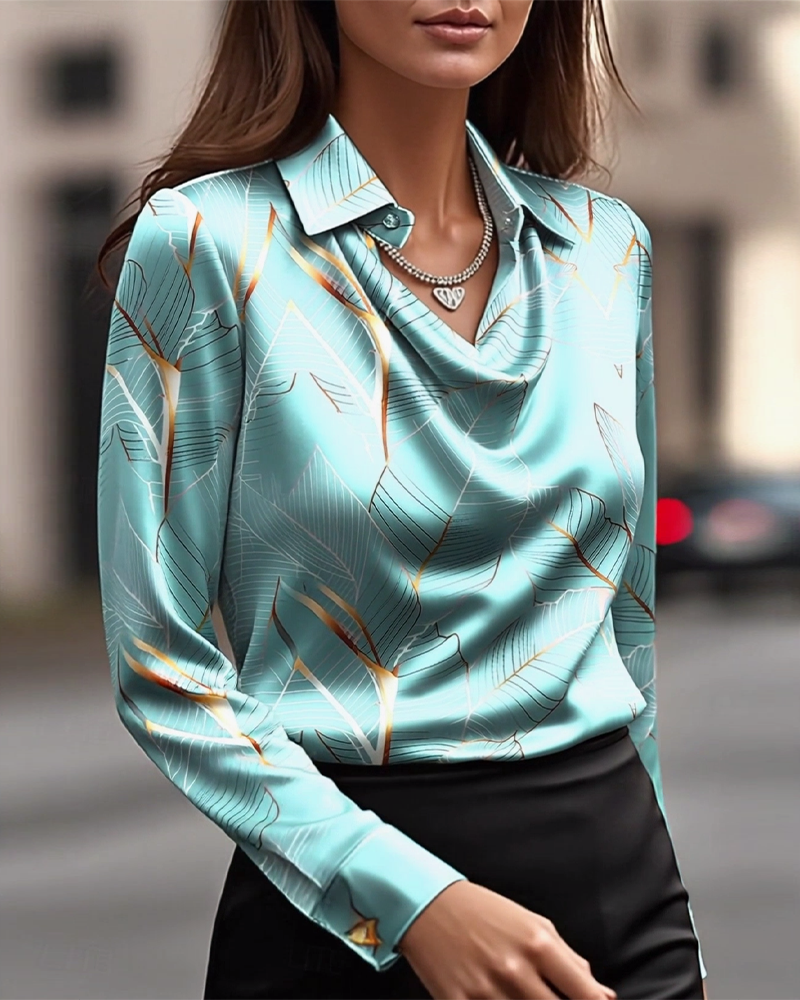 BLUSA ELEGANTE DE SATÉN CON MANGA LARGA
