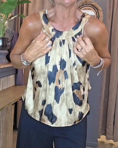 TOP DE TIRANTES ESTAMPADO DE LEOPARDO CUELLO REDONDO