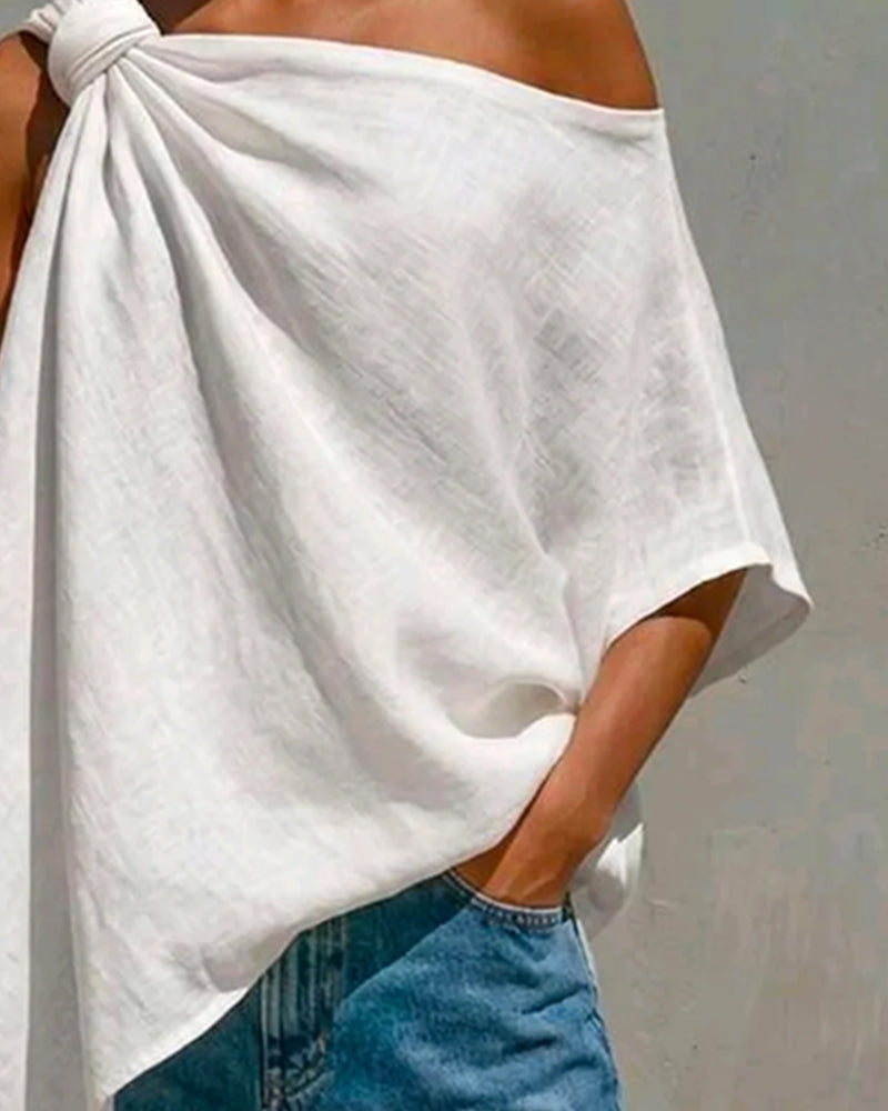 BLUSA UN HOMBRO LAZO ASIMÉTRICO