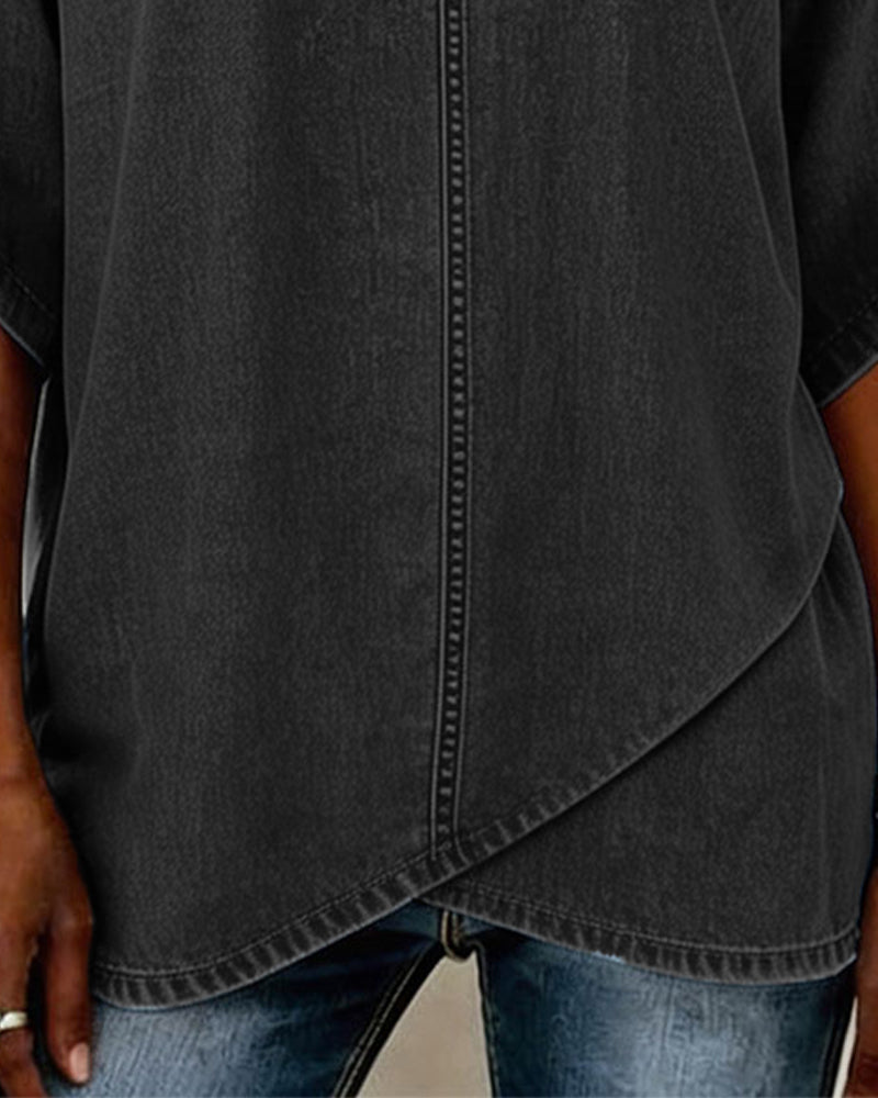 TOP CUELLO DE V CASUAL DENIM