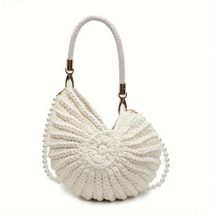 TAMARA | BOLSO GRANDE TRENZADO CON CORREA DE CADENA - BLANCO CREMA