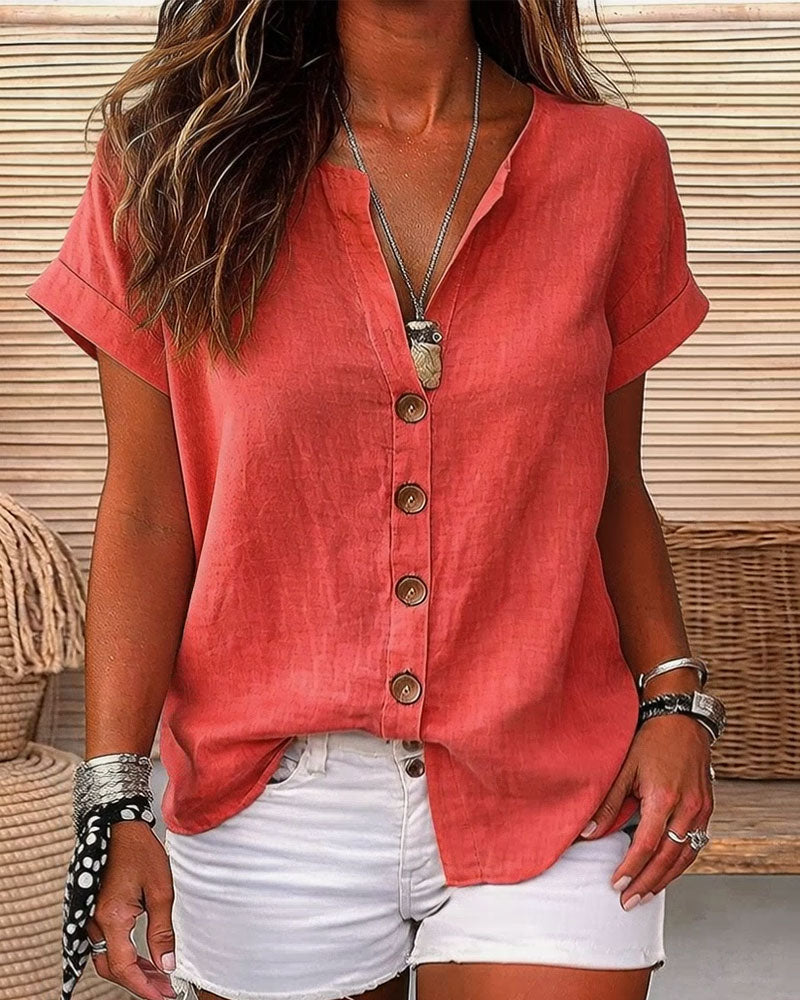 CAMISA ESCOTE V CON UN FILA MANGA CORTA