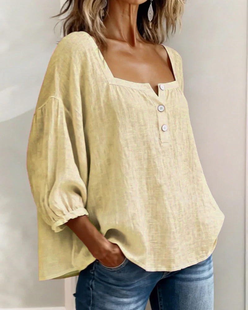 BLUSA SENCILLO ESCOTE CUADRADO MANGA LARGA