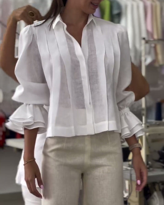 CAMISA MANGA ABULLONADA VOLANTE