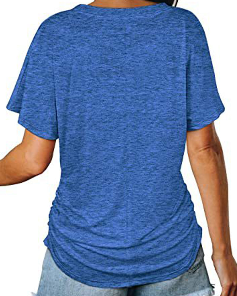 CAMISETA PLISADO LISO CUELLO DE V