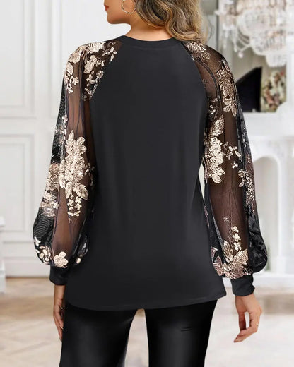 BLUSA MODERNO MANGA LARGA CON CUELLO REDONDO