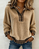 TOP CUELLO CON CUADROS PATCHWORK COLOR LISO