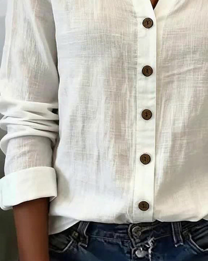 100% ALGODÓN CAMISA CUELLO DE V VERSÁTIL