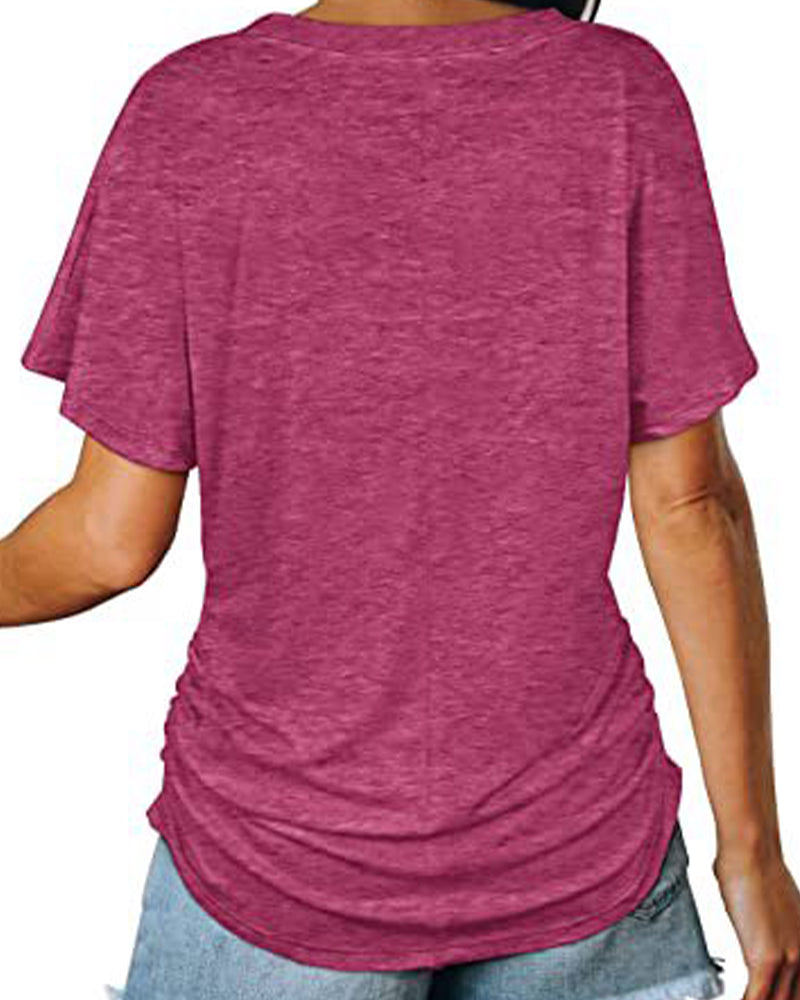 CAMISETA PLISADO LISO CUELLO DE V
