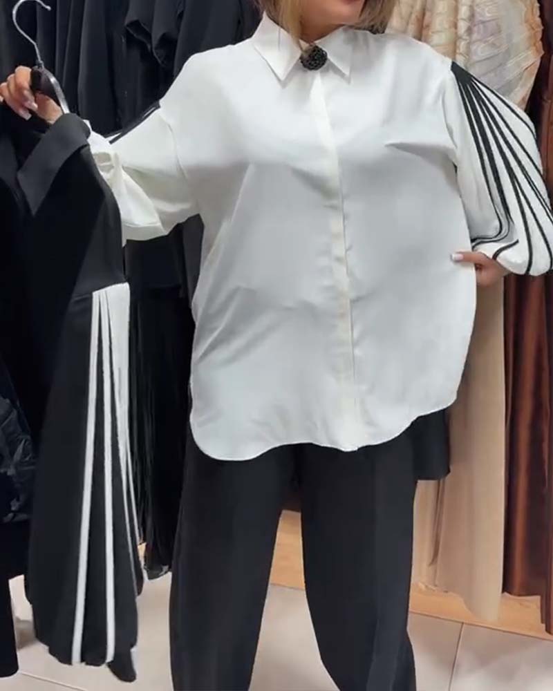 CAMISA CONTRASTE LÍNEA MANGA LARGA