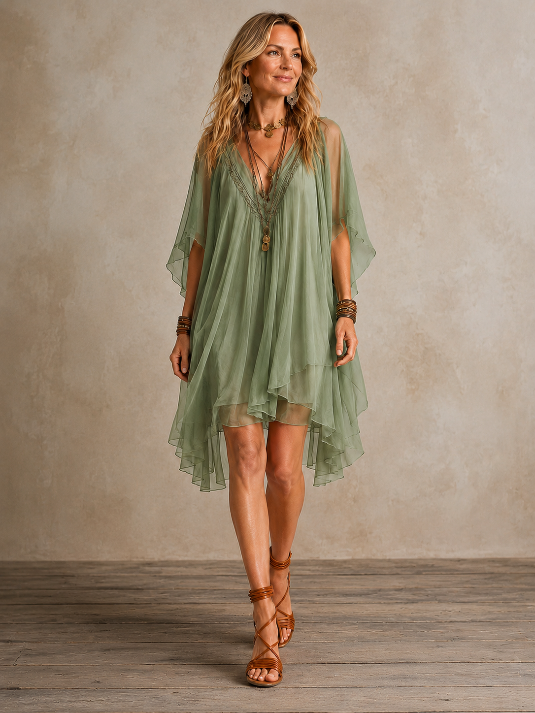 ELLA | VESTIDO CORTO BOHO CON VOLANTES