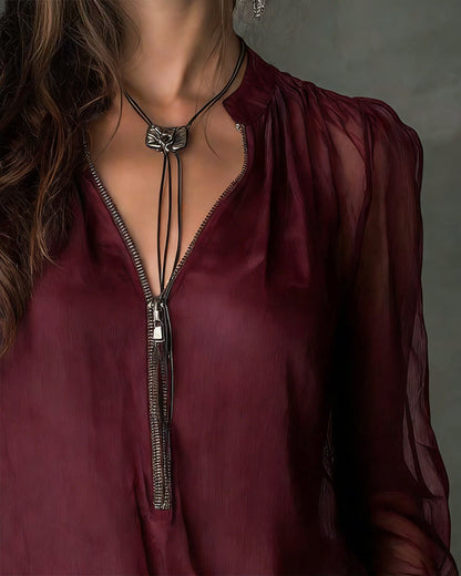 BLUSA MEDIA CREMALLERA PUNTO MANGAS-LARGAS