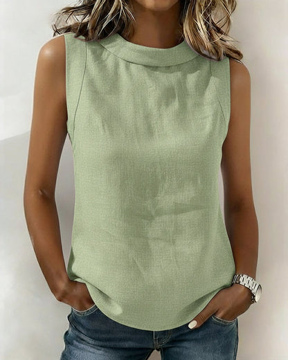 BLUSA SIN CUELLO SIN MANGAS ELEGANTE