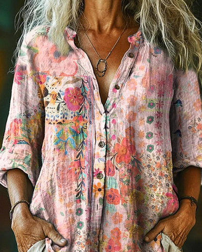 CAMISA ARTÍSTICO ESTAMPADO FLORAL