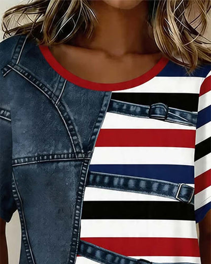 CAMISETA RAYAS PATCHWORK ESTAMPADO