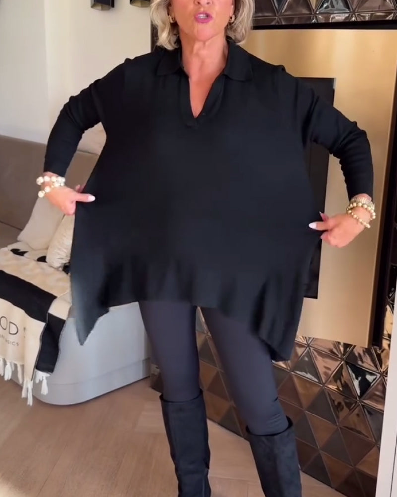 TOP CON CUELLO ASIMÉTRICO Y MANGA LARGA