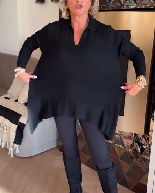 TOP CON CUELLO ASIMÉTRICO Y MANGA LARGA