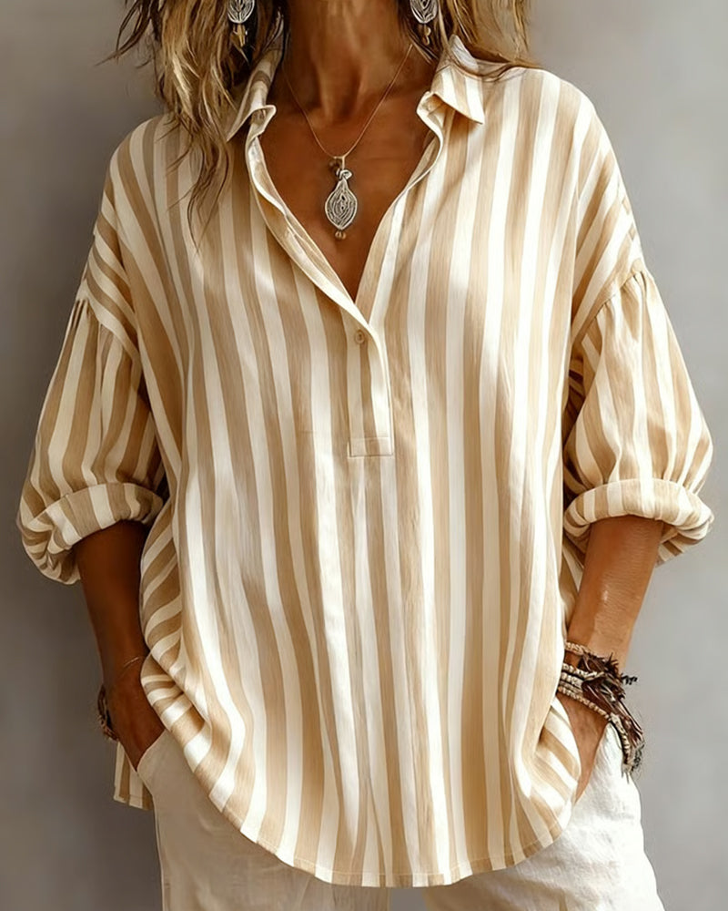 BLUSA A RAYAS HOLGADO CON CUELLO