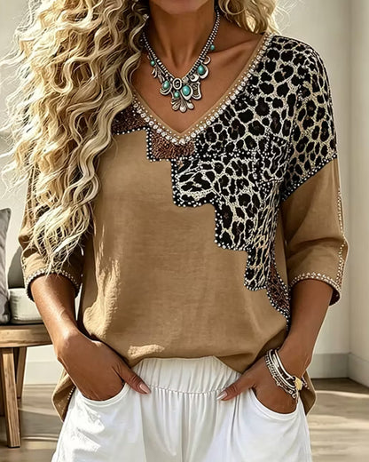 BLUSA CUELLO DE V LEOPARDO ESTAMPADO