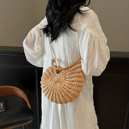 TEA | BOLSO GRANDE TRENZADO CON CORREA DE CADENA - CAMEL
