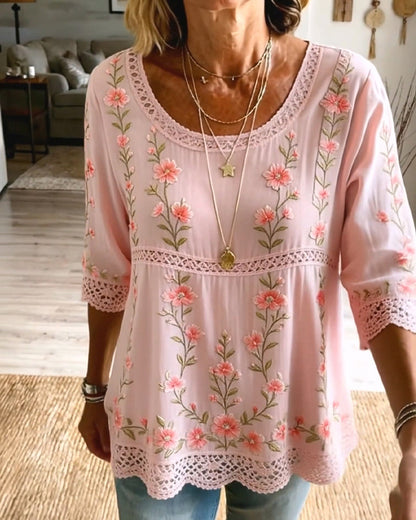 BLUSA FLORAL ENCAJE BABYDOLL