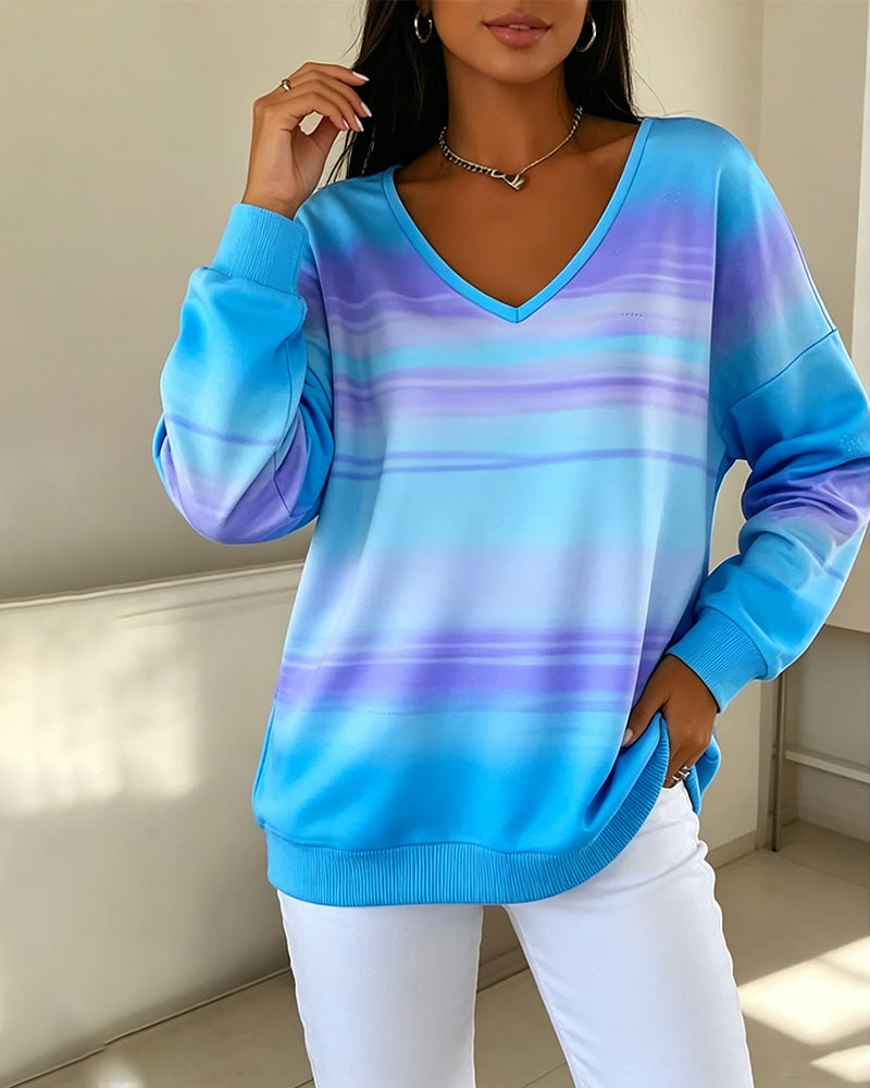 SUDADERA CUELLO DE V MANGA LARGA DEGRADADO