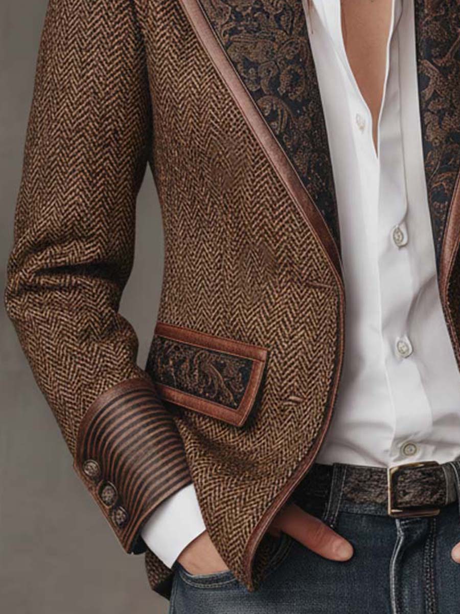 GISÈLE | BLAZER CON PANELES Y ESTAMPADO DE ESPIGA