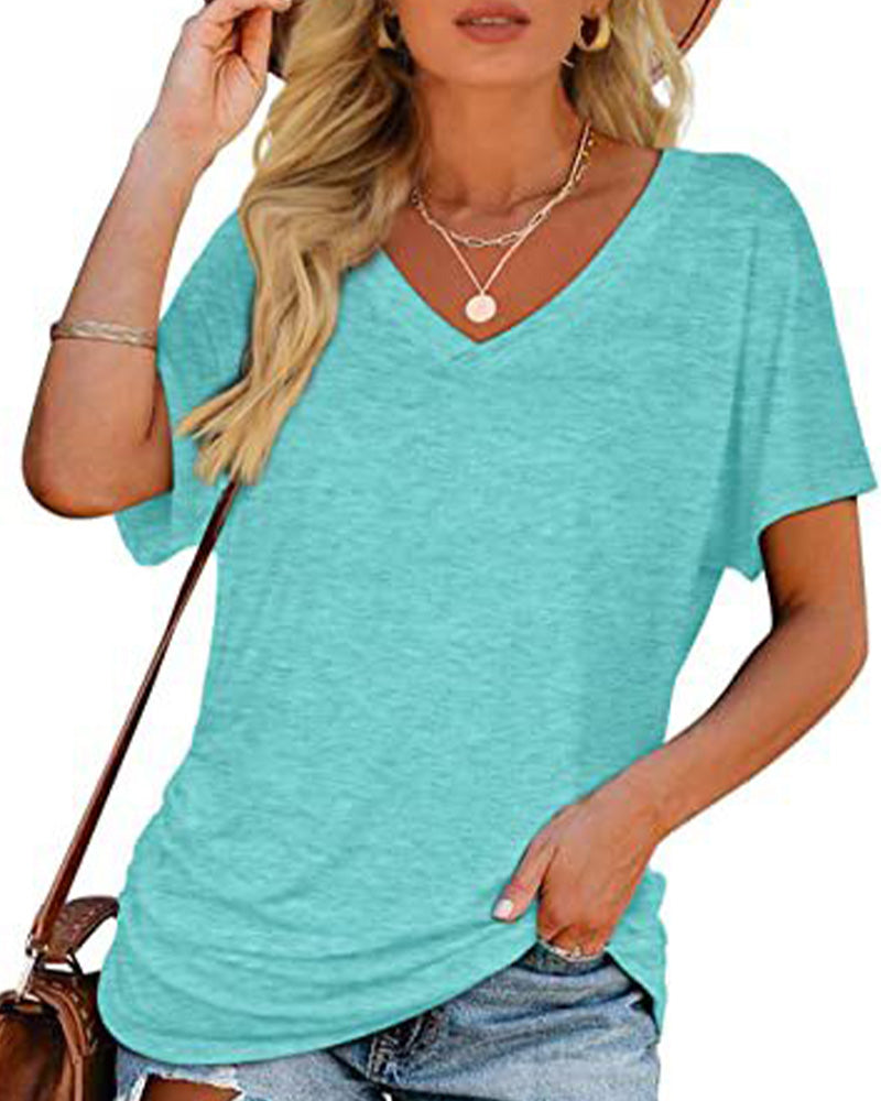 CAMISETA PLISADO LISO CUELLO DE V
