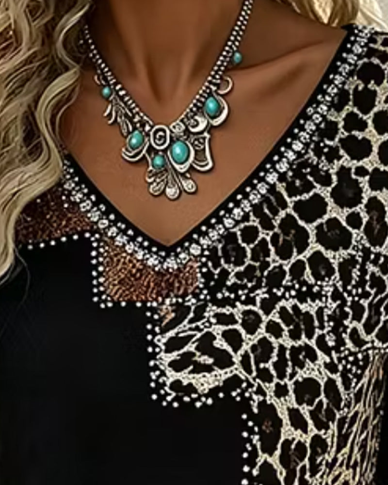 BLUSA CUELLO DE V LEOPARDO ESTAMPADO