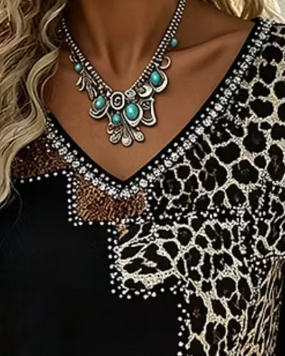 BLUSA CUELLO DE V LEOPARDO ESTAMPADO