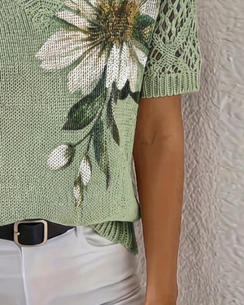 JERSEY CUELLO DE V DE PUNTO FLORAL