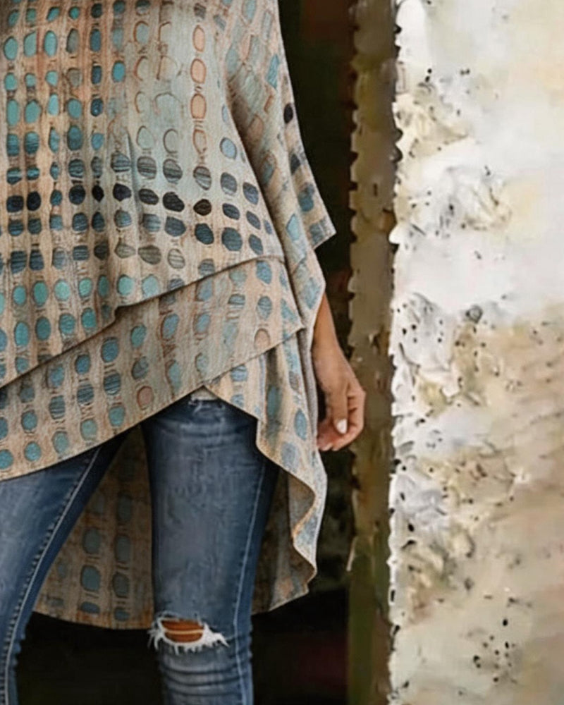BLUSA ESTAMPADO LUNARES UN HOMBRO ASIMÉTRICA