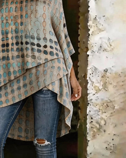 BLUSA ESTAMPADO LUNARES UN HOMBRO ASIMÉTRICA