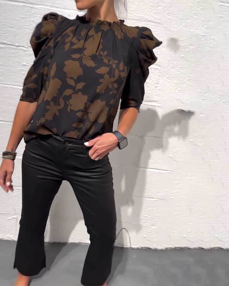 BLUSA MANGA ABULLONADA VOLANTE