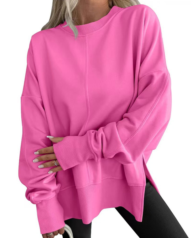 SUDADERA ABERTURA LATERAL CUELLO REDONDO HOLGADO