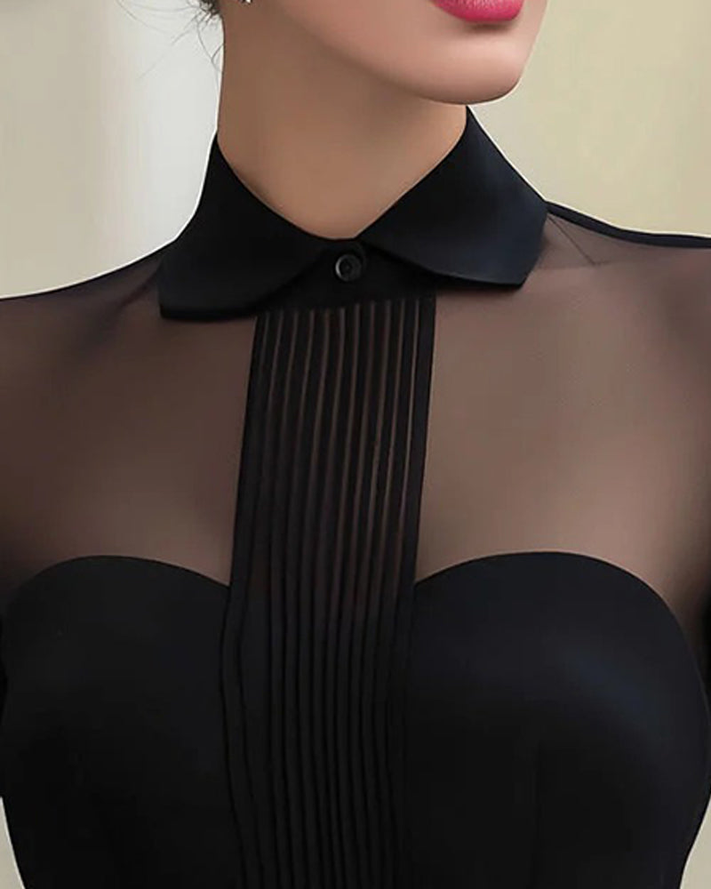 BLUSA ELEGANTE MALLA MANGA LARGA