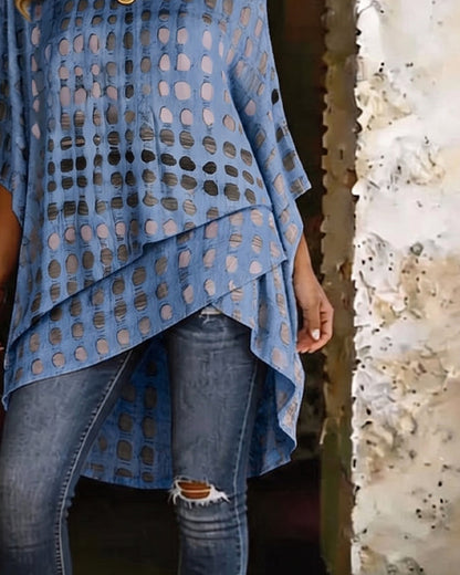 BLUSA ESTAMPADO LUNARES UN HOMBRO ASIMÉTRICA